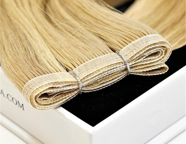 E-Weft 14" Hair Extensions Color P33 Medium Ash Blonde / Bright Beige Platinum Mix