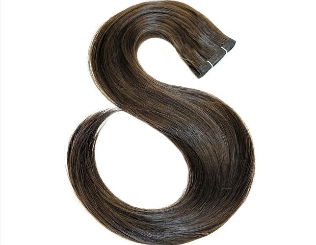 E-Weft 14" Hair Extensions Color P24 Darkest Brown / Medium Golden Brown Mix