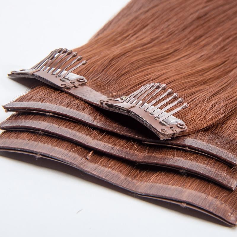 Flat Clip-In 22 Hair Extensions Warm Medium Brown