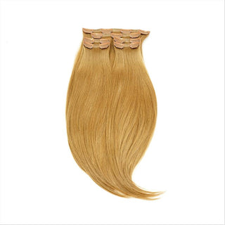 Flat Clip-In 18" Hair Extensions Color 27 Light Warm Brown / Medium Ash Blonde / Pale Golden Blonde Blend