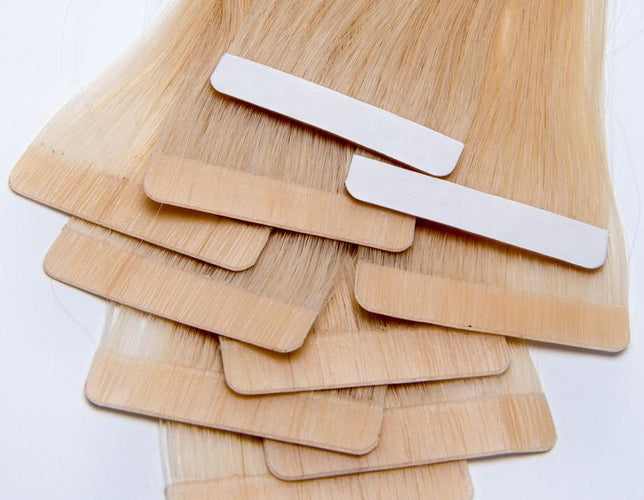 S-Tape 14" Straight Tape-in Hair Extensions Color P37 Pale Golden Platinum / Pale Golden Blonde Mix